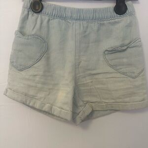 Light Blue Heart Pocket Women Shorts